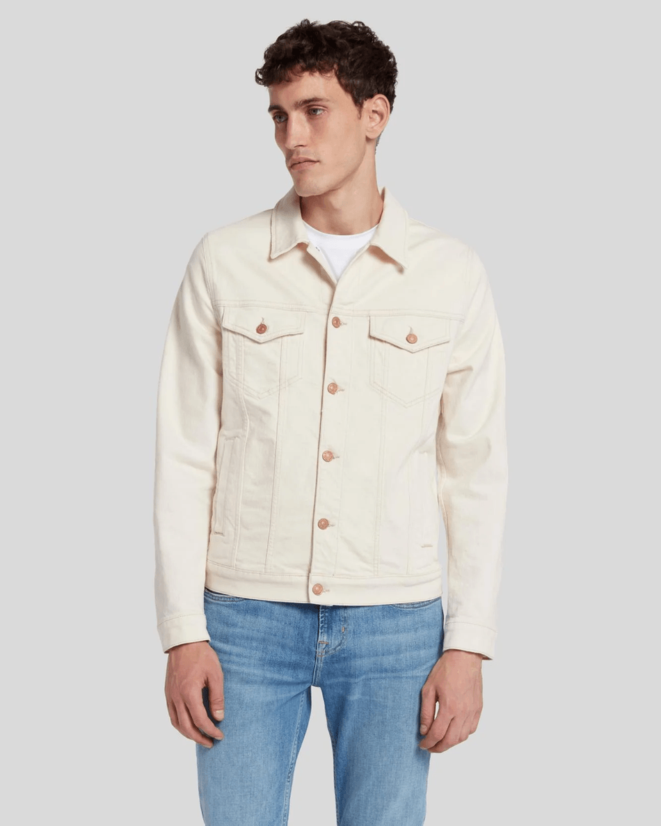 7 For All Mankind Perfect Trucker Jacket in Neutral Neutral
