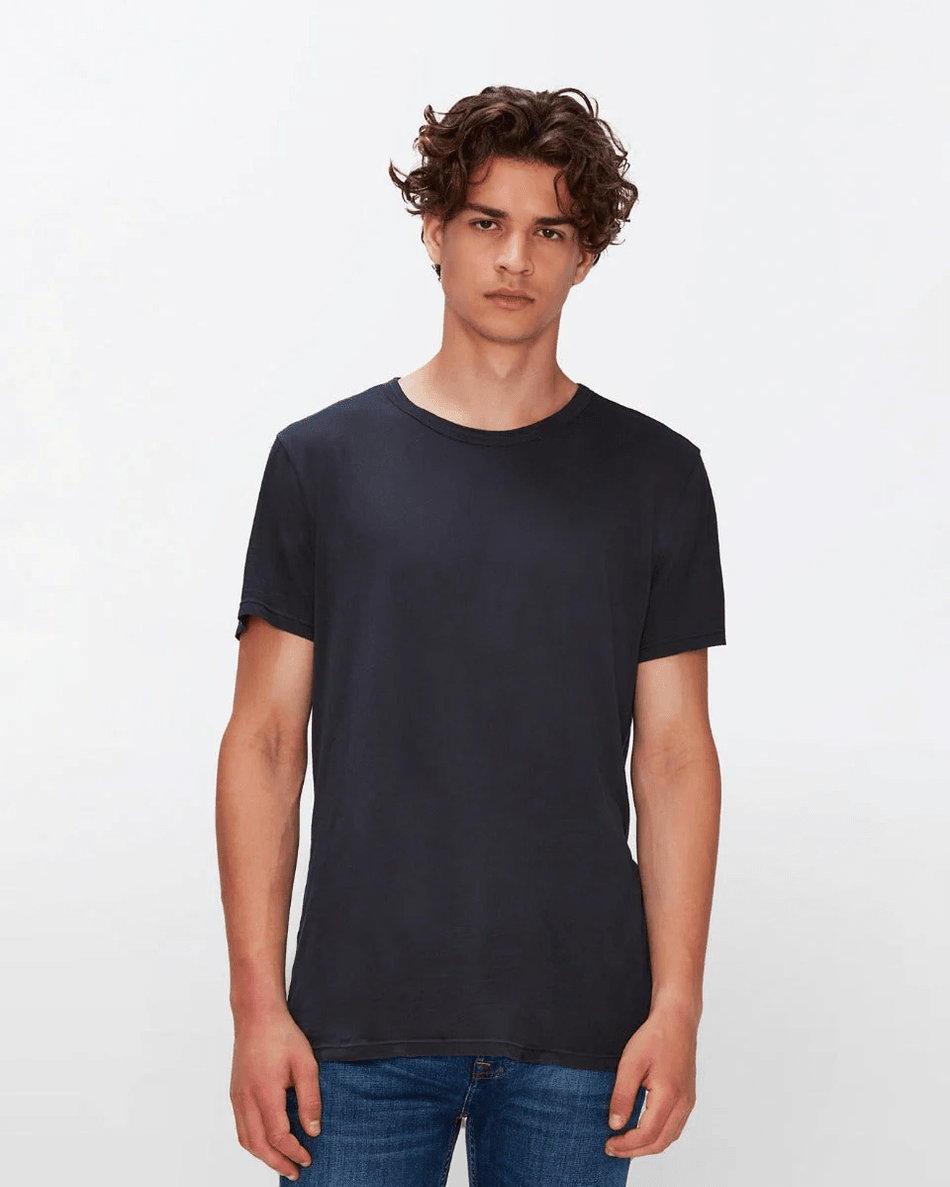 7 For All Mankind Featherweight Cotton Tee in Black BLACK