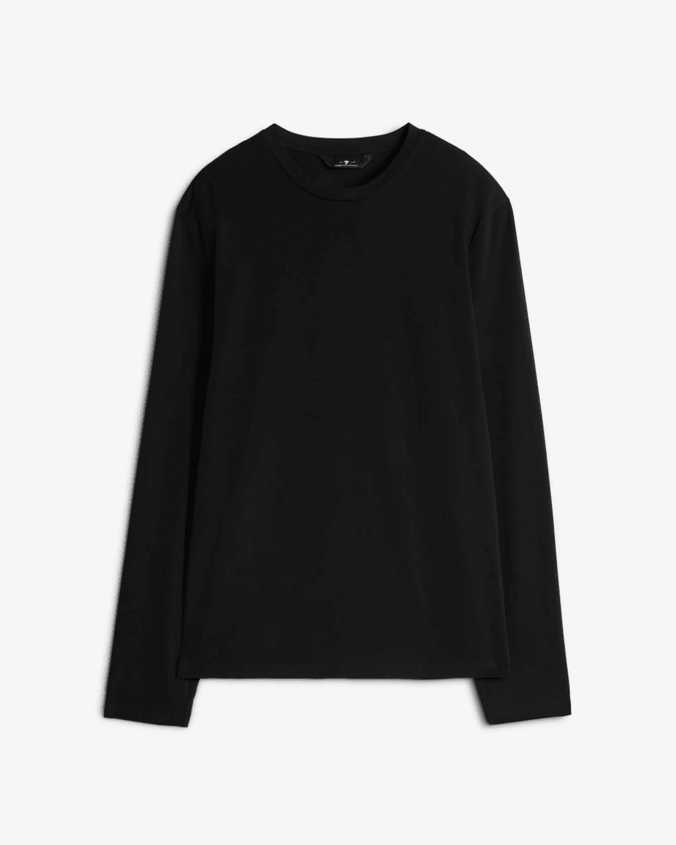7 For All Mankind Luxe Performance Long Sleeve Tee in Black Black