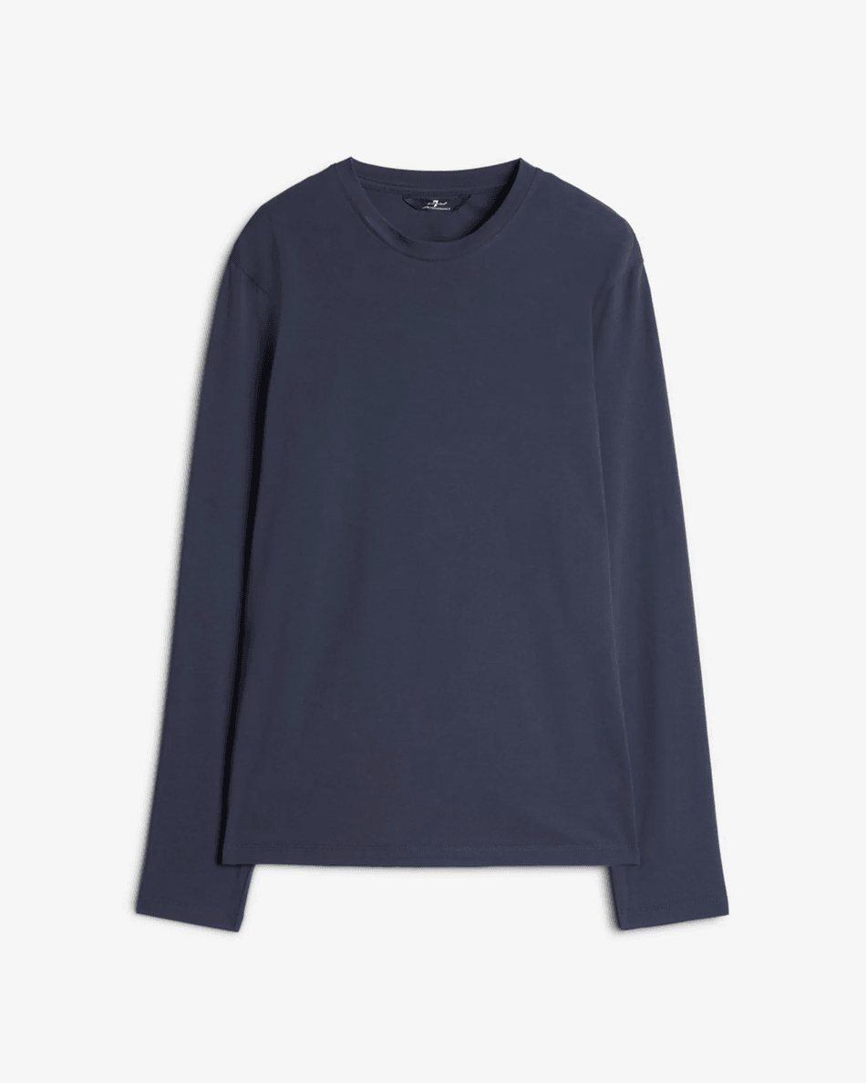 7 For All Mankind Luxe Performance Long Sleeve Tee in Navy Navy