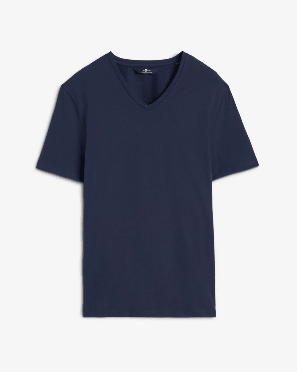 7 For All Mankind Luxe Performance V-Neck Tee in Navy Navy