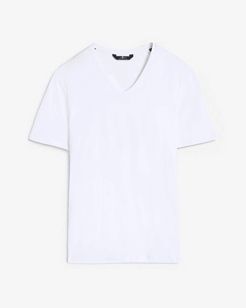 7 For All Mankind Luxe Performance V-Neck Tee in White White