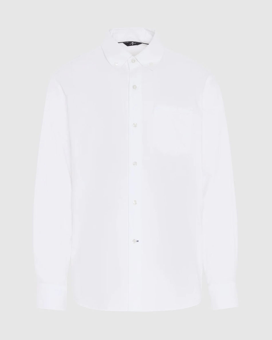 7 For All Mankind Oxford Button Down Shirt in White White