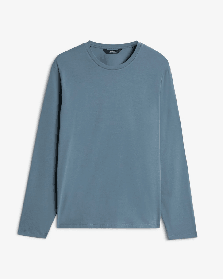 7 For All Mankind Luxe Performance Long Sleeve Tee in Titan Titan