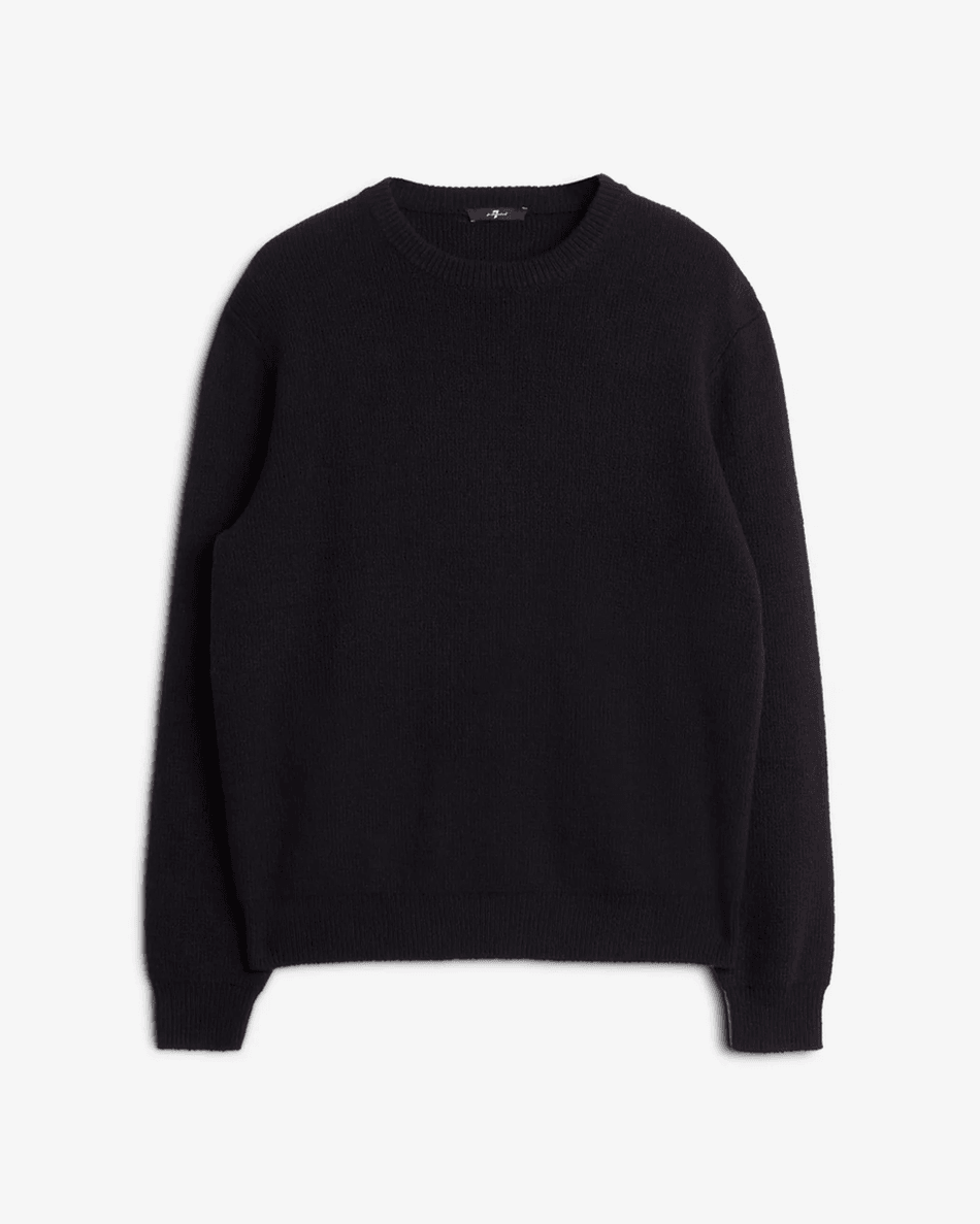 7 For All Mankind Wool Blend Crewneck Sweater in Black Black