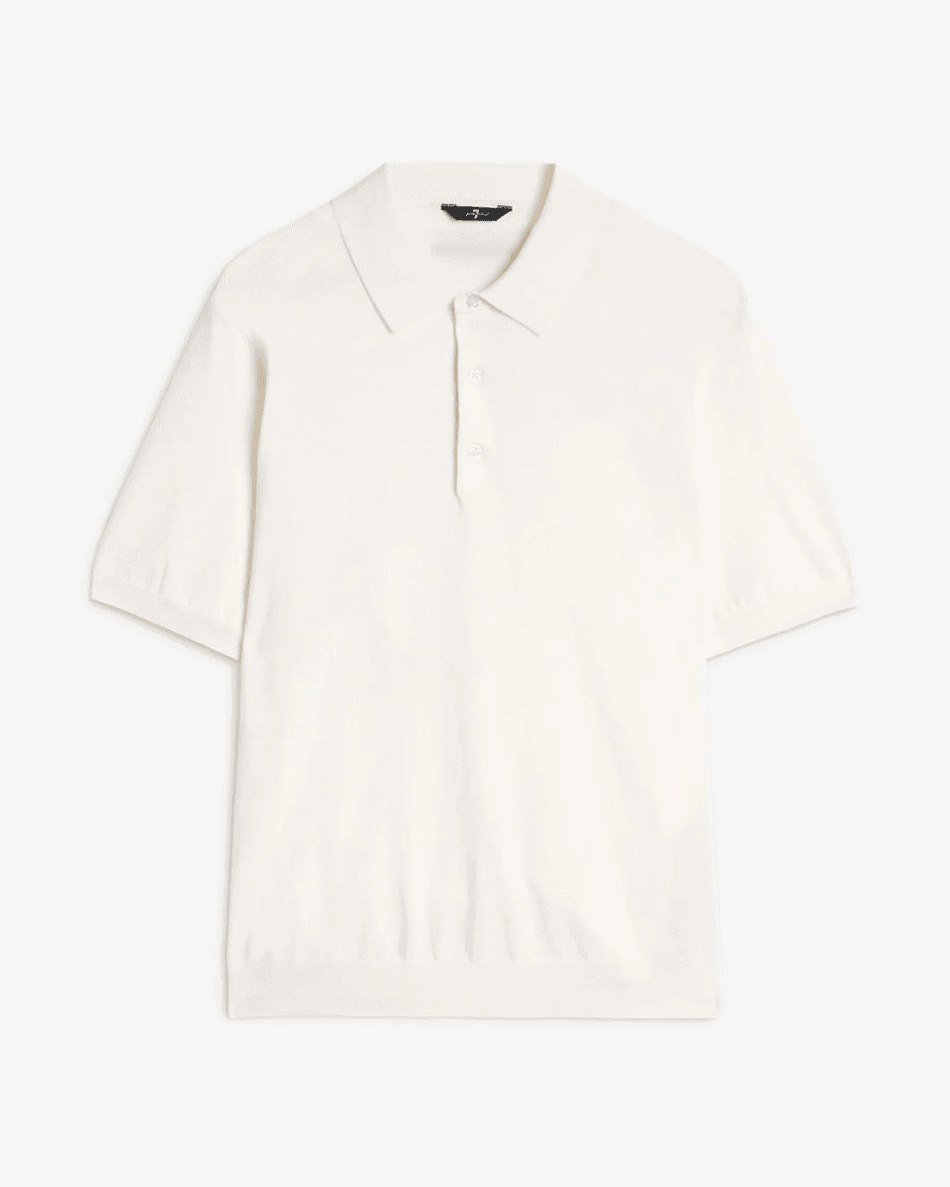 7 For All Mankind Krótki Rękaw Polo Sweter W Kolorze Off White