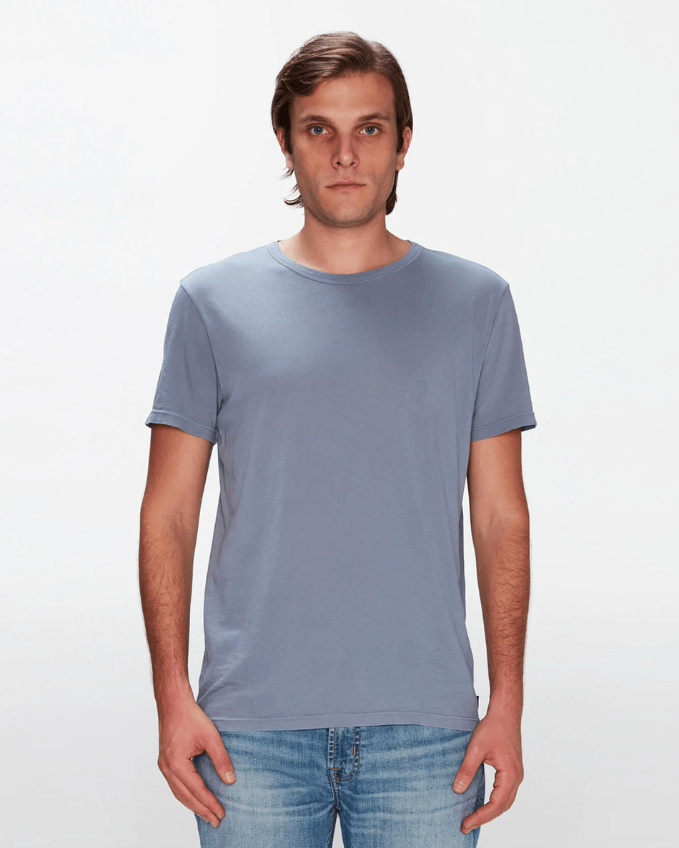 7 For All Mankind Featherweight Cotton Tee in French Blue French Blue