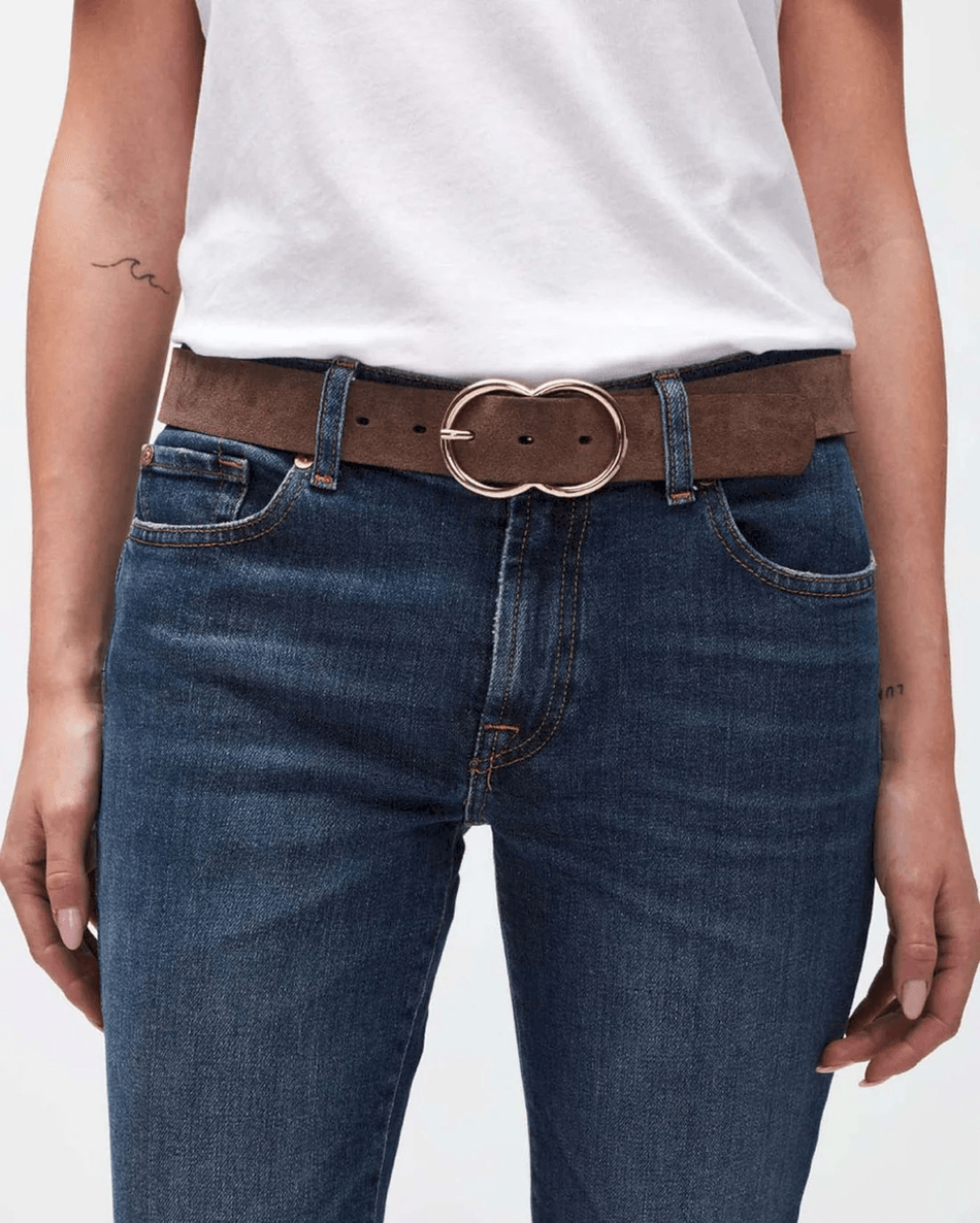 7 For All Mankind Infinity Suede Belt in Brown Brown