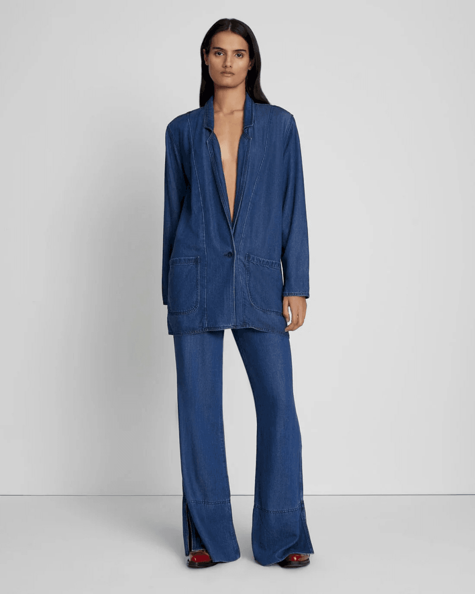 7 For All Mankind Denim Luster Enkel Blazer I Mørk Indigo Mørk Indigo