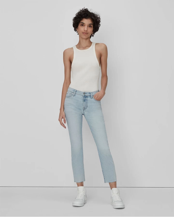 7 For All Mankind Luxe Vintage Roxanne Ankle In Sandalwood