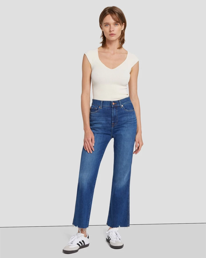 7 For All Mankind Slim Illusion High Waist Slim Kick in Highline
