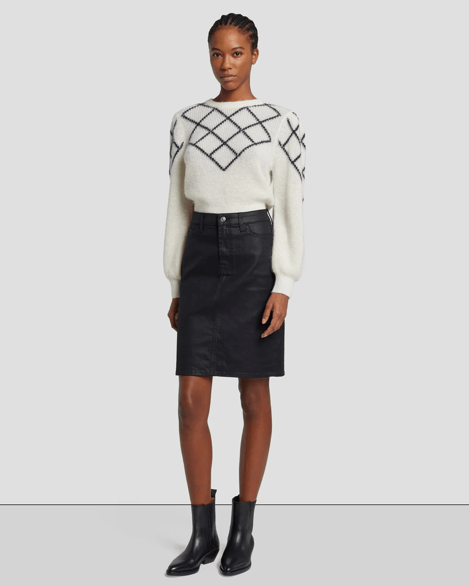 7 For All Mankind Coated Easy Pencil Skirt in Rabbit Hole Rabbit Hole