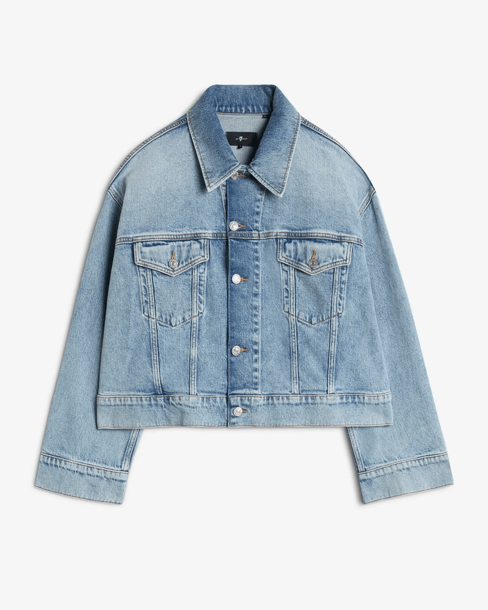 7 For All Mankind MANKIND Oli Cropped Trucker Jacket in Ode To Ode To
