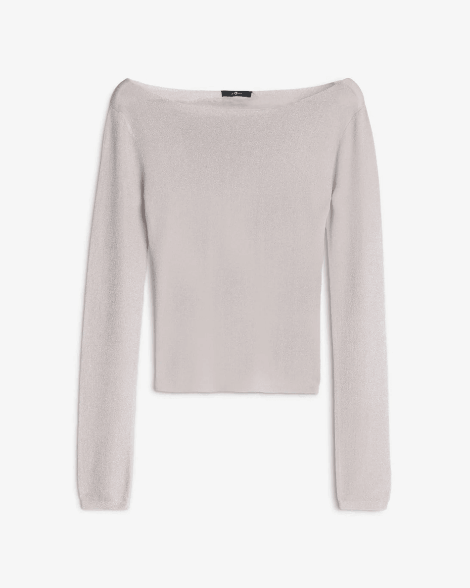 7 For All Mankind Boatneck Sweater in Silver Lurex Silver Lurex