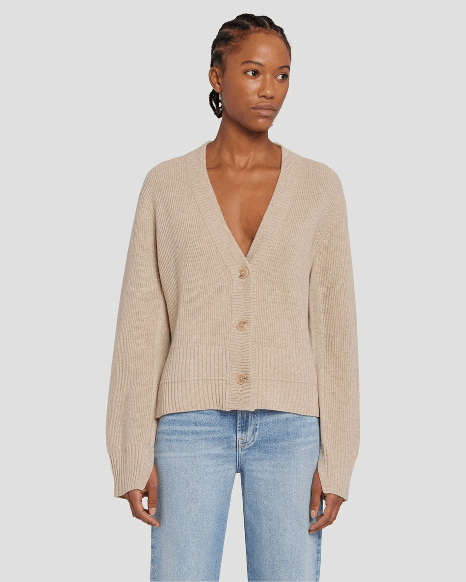 7 For All Mankind Cashmere Cardigan in Oatmeal Oatmeal