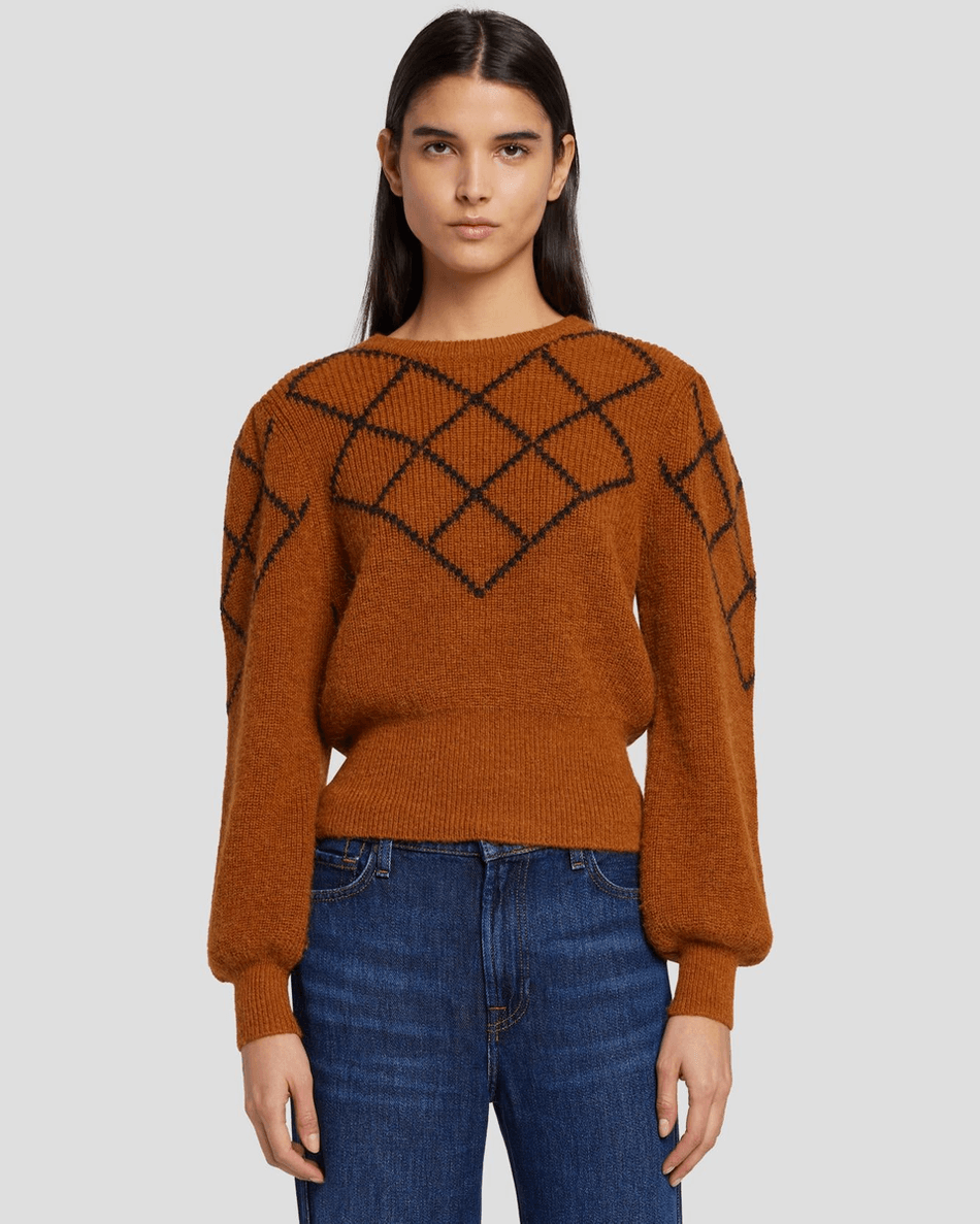 7 For All Mankind Diamond Sweater in Ginger Ginger