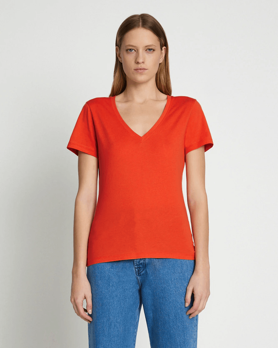 7 For All Mankind Pima Cotton Easy V-neck Tee W Kolorze Koi Koi