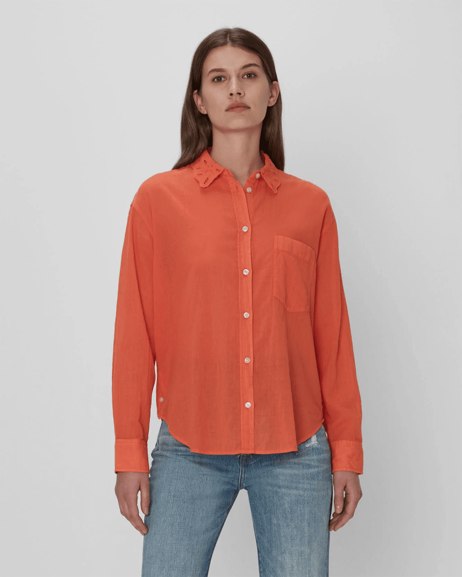 7 For All Mankind Eyelet Classic Shirt Dalam Tigerlily Tigerlily