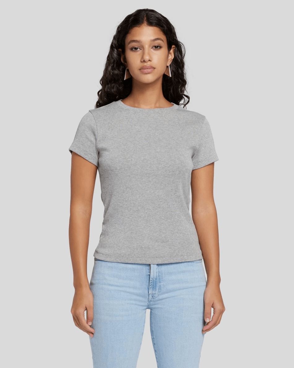 7 For All Mankind 90s Baby Tee in Heather Gray Heather Gray
